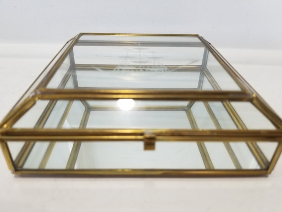 Stained Glass Jewelry Box - Beveled Glass - Ship Decor - Handcrafted