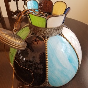 Vintage Stained Glass Lamp - Stained Glass Shade - Ready To Use Unique Lamp