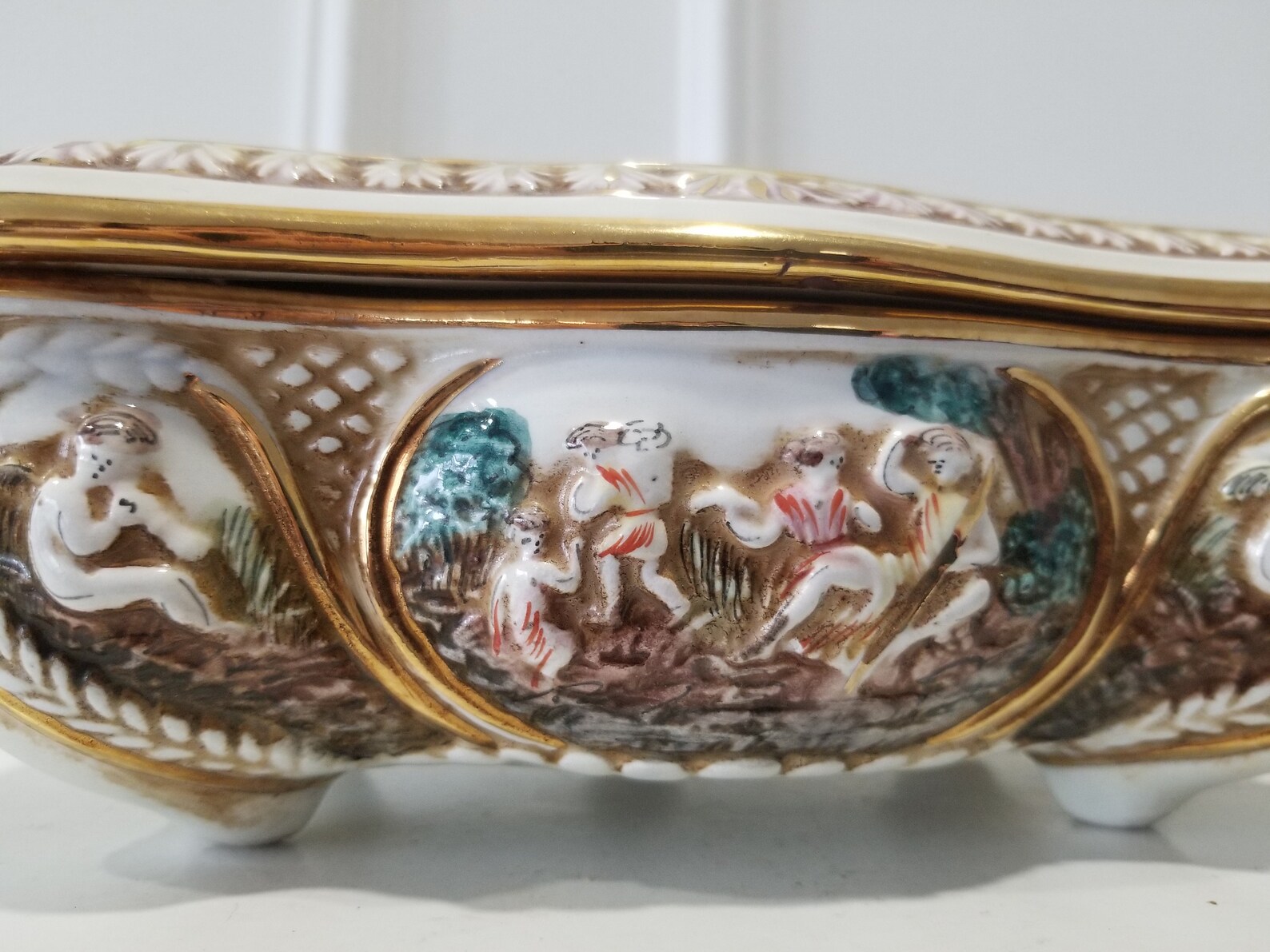 Antique R Capodimonte Porcelain Hand Painted Box With Lid Etsy