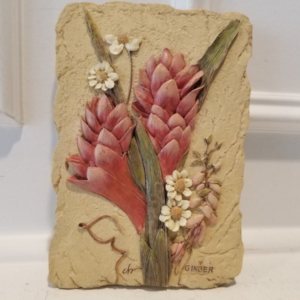 Ginger Ceramic Tile - Hand Painted Decorative Tile - Flowers Ceramic Tile