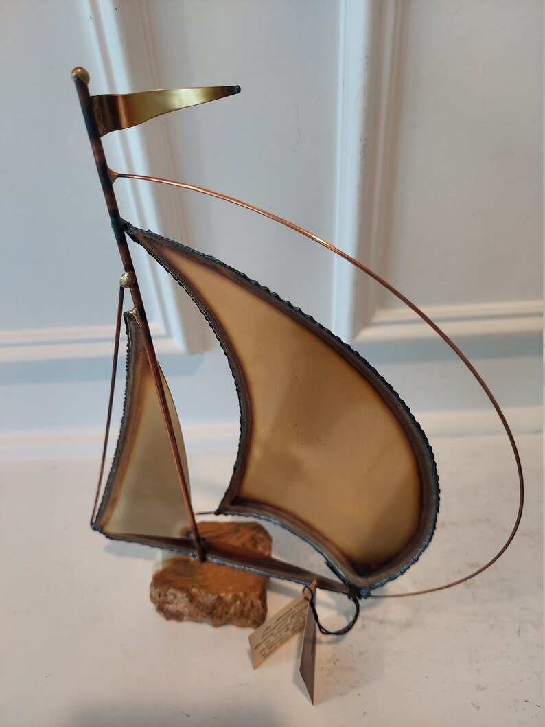 Mario Jason Sculpture Art in Metal Vintage Brass Sailboat Etsy