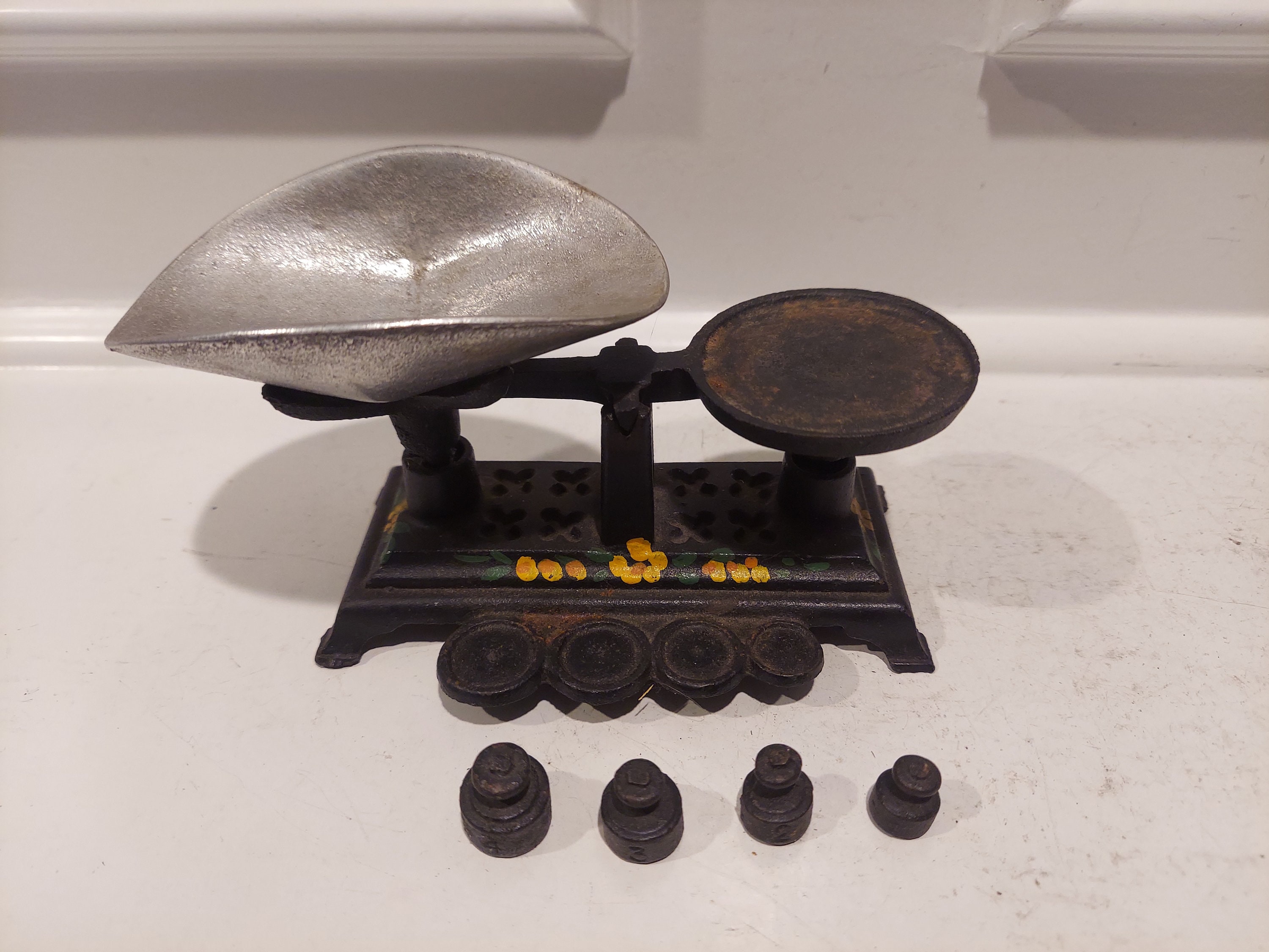 Rare Antique Scale - Cast Iron Scale and Weights - Hand Painted - Etsy