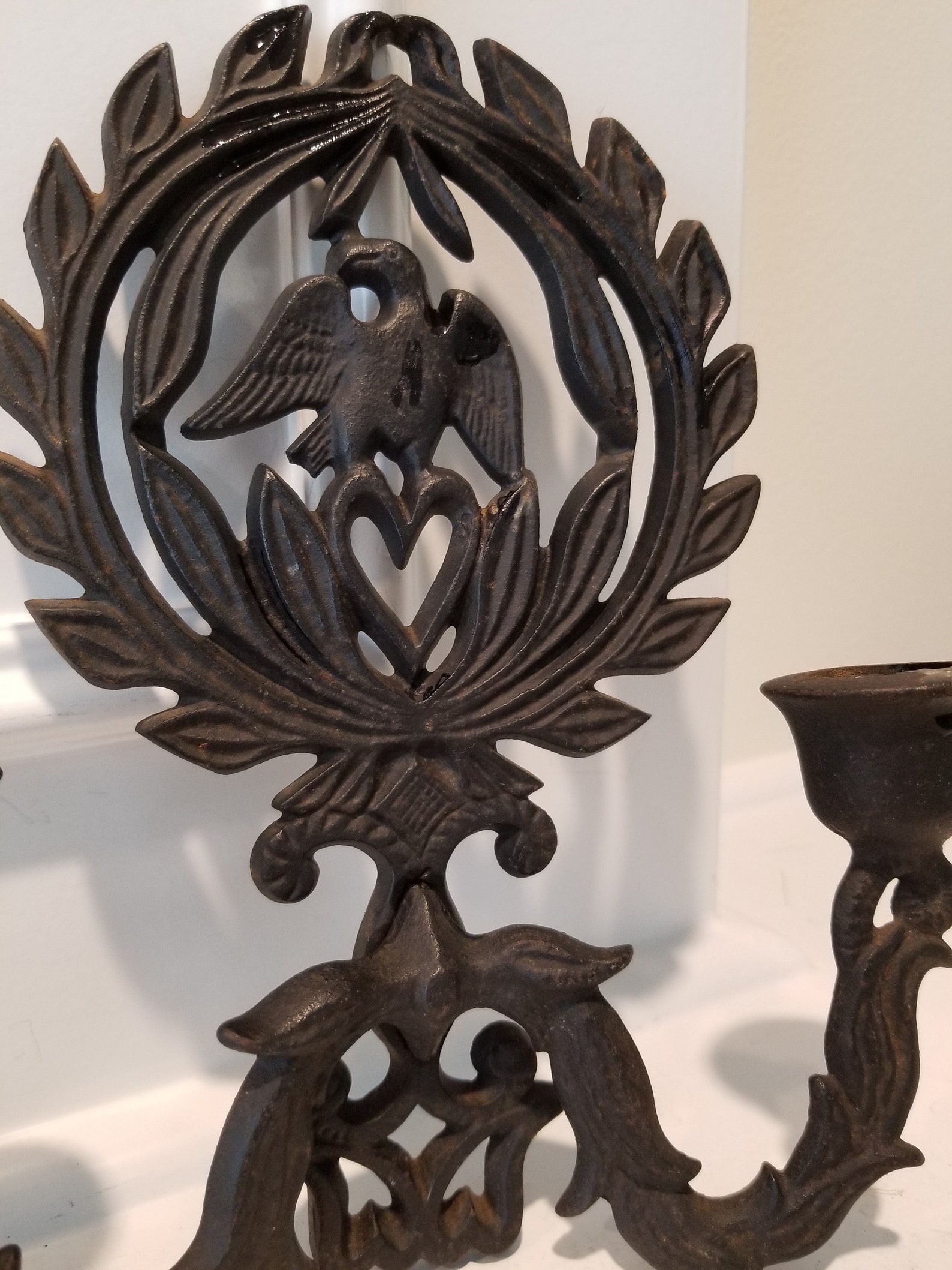 American Eagle Candle Holders Cast Metal Candle Wall Hanging Etsy
