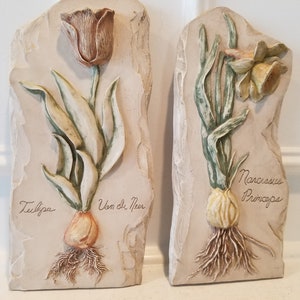 Tulip and Narcisa Ceramic Tiles - High Level of Details - Wall Plaques