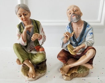 Pair Of Porcelain Figurine - Homco Porcelain Asian Couple