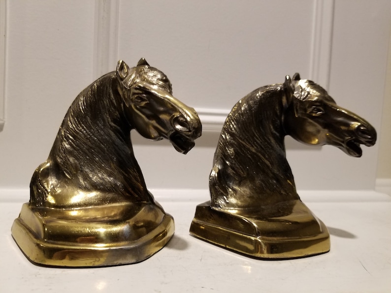 Genuine Solid Brass Horse Bookends Handcrafted