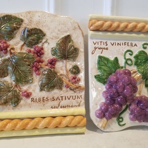 Grape and Ribes Winery Ceramic Tile - Restaurant 3D Wall Decor Plaque