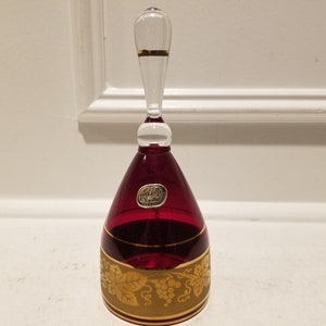 Bohemian Glass Bell - Genuine Hand Decorated - Gold and Enameled Decor - Made in Czechoslovakia