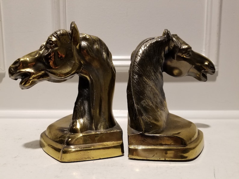 Genuine Solid Brass Horse Bookends Handcrafted