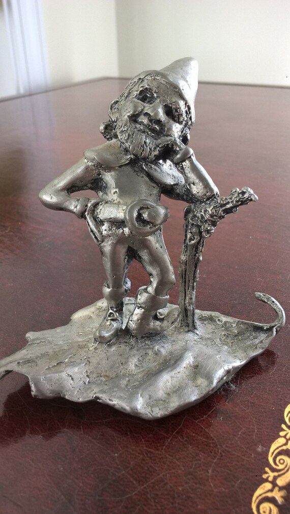 Finest Pewter - Dwarf on A Leaf - Signed 
