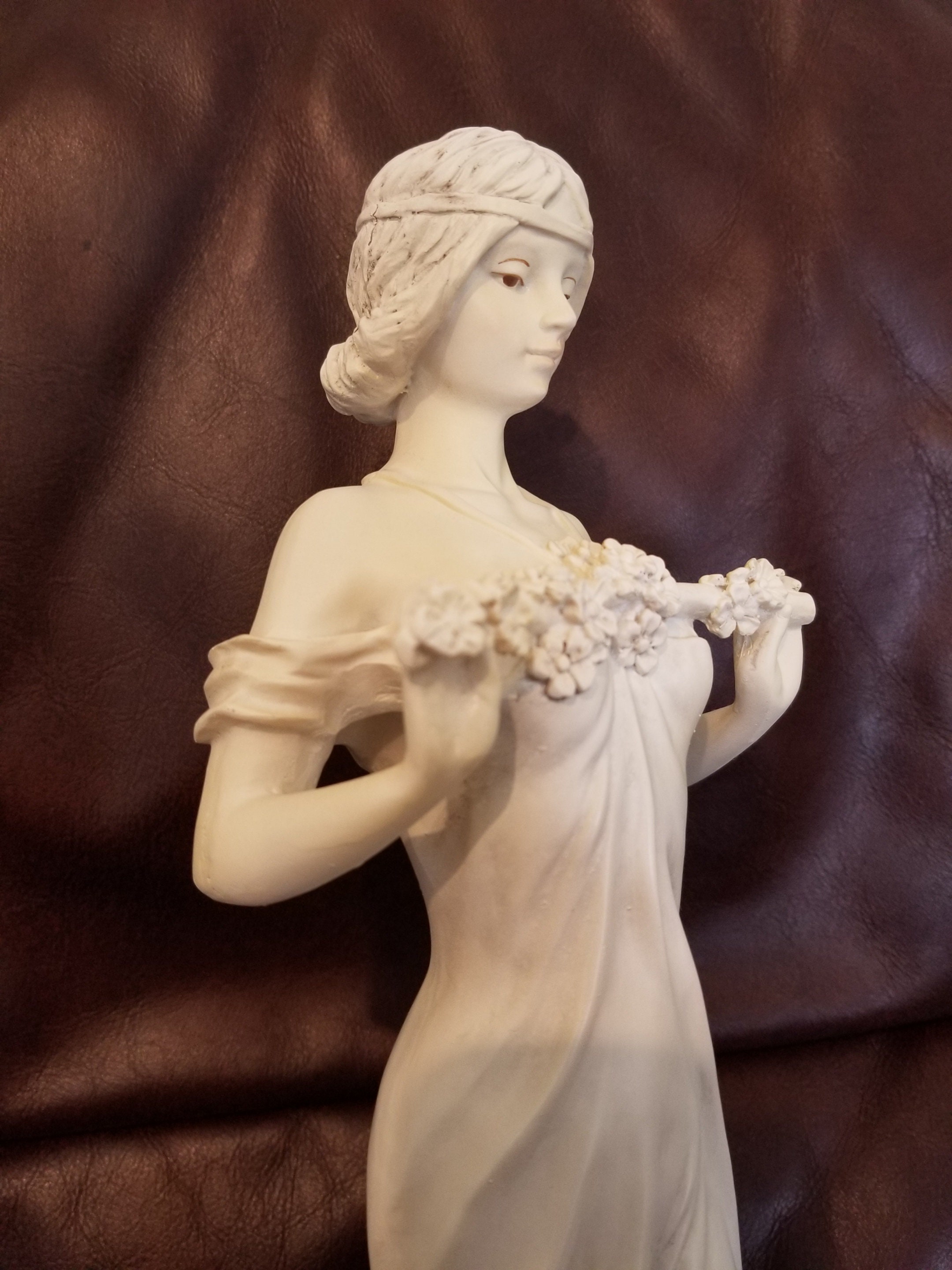 Italian Ivory Stone Woman Statue - Woman Sculpture 15 1/4 Italian Ivory Stone Woman Statue - Woman Sculpture 15 1/4