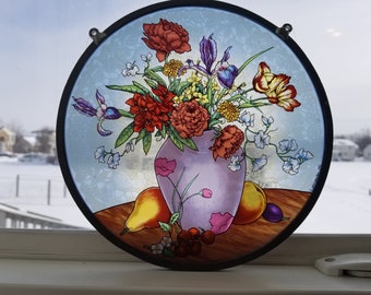 Flowers Stained Glass Suncatcher - Glassmasters 1982 Stained Glass