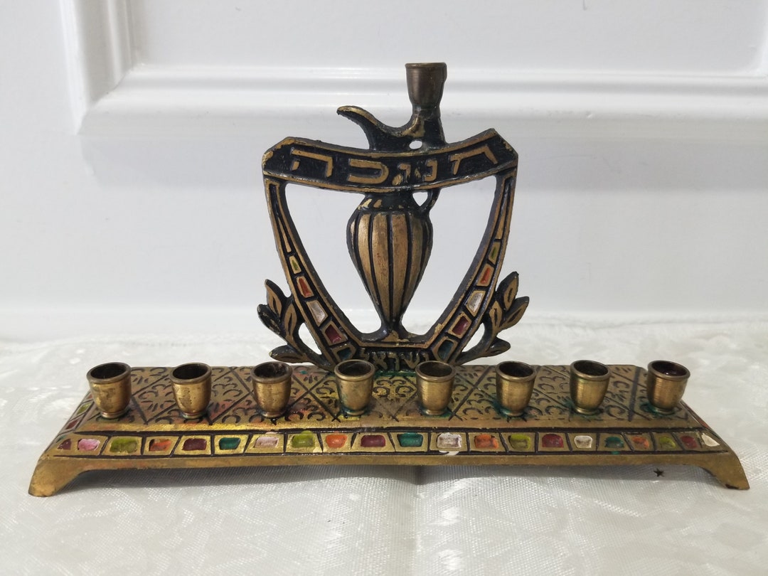 Original Jewish 9 Candle Menorah Jewish Candle Holder Hand Made Art