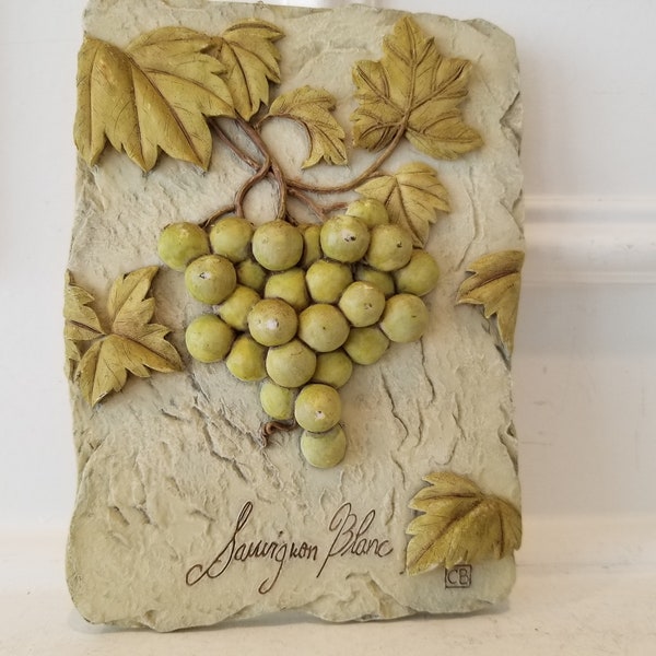 Cheri Blum Artist - Sauvignon Blanc Grapes Textured in Relief Ceramic Tile