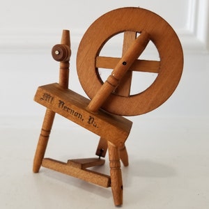 Rustic 4 1/2&quot; Tall Wood Spinning Wheel Articulated Working Parts