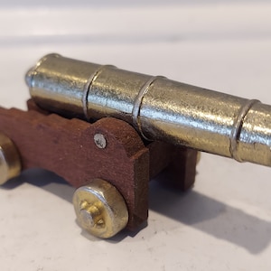Cast Iron Cannon with Wood Base - Moving Wheels - Adjustable Mini Cannon - Collectible Cannon Replica