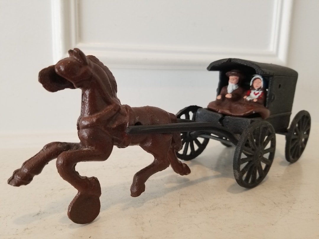 Amish アーミッシュの馬車 Antique Cast Iron Amish Stagecoach - Hand Painted Cast Iron Amish