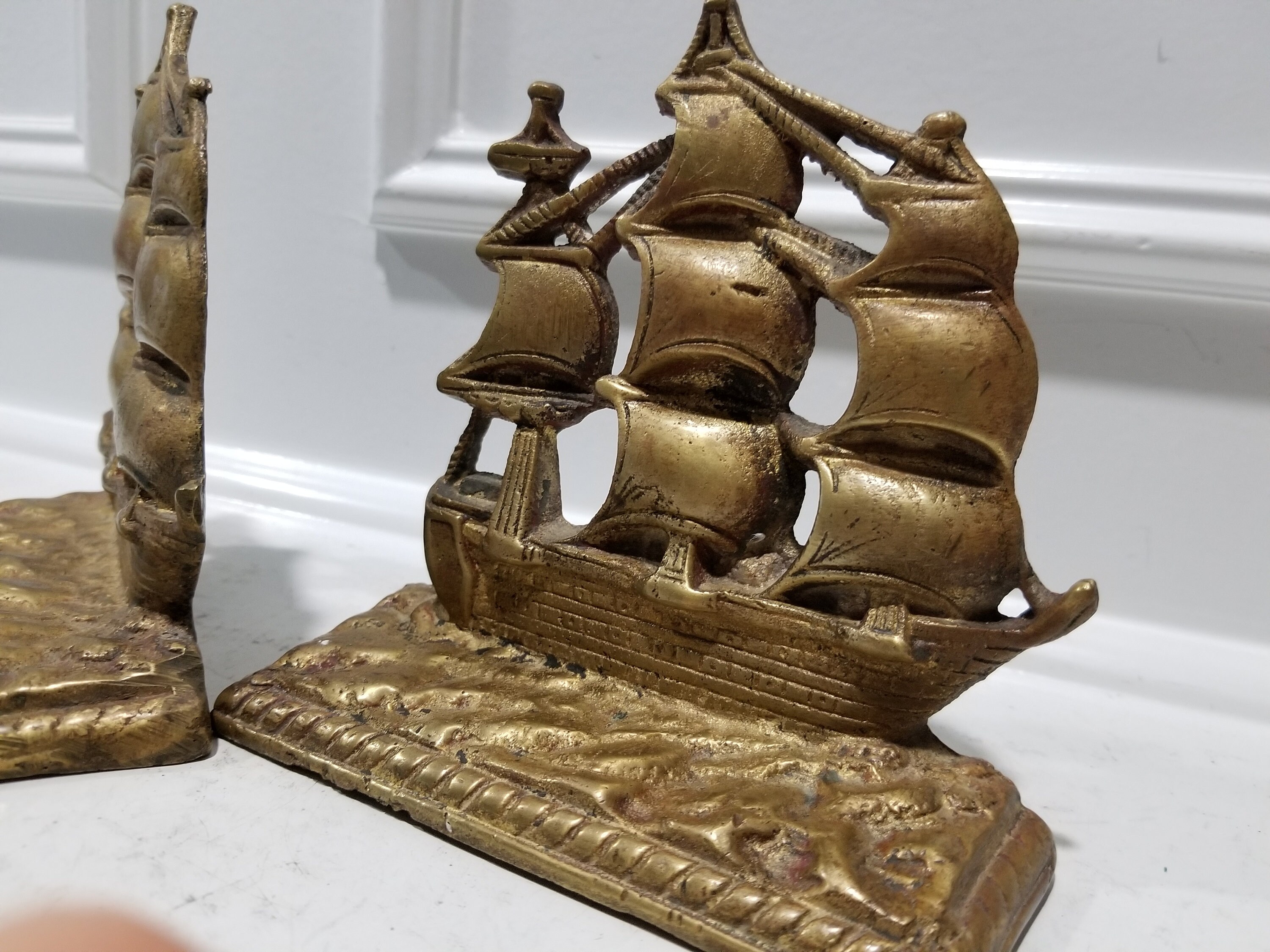 Brass Ship Bookends Hand Crafted Made in USA 