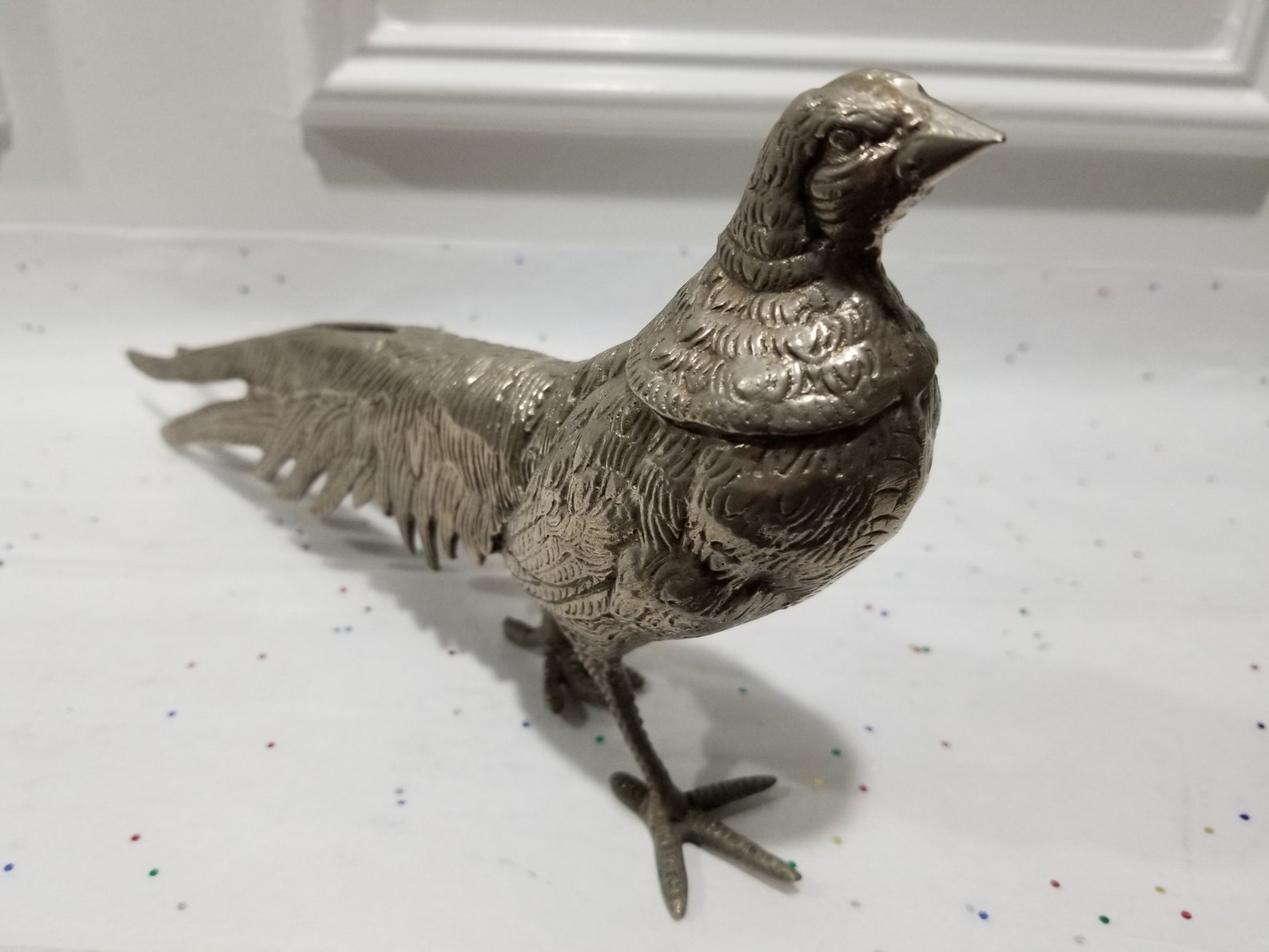 Silver Metal Pheasant Decor Peacock Figurine Metal Art Etsy