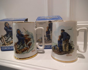 Set Of 2 Norman Rockwell Cups - New