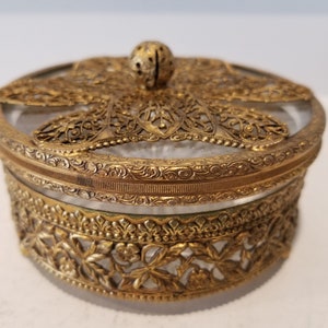 Brass and CrystalJewelry Box - Victorian Box With Lid - Handcrafted Metallic Design Jewelry Box