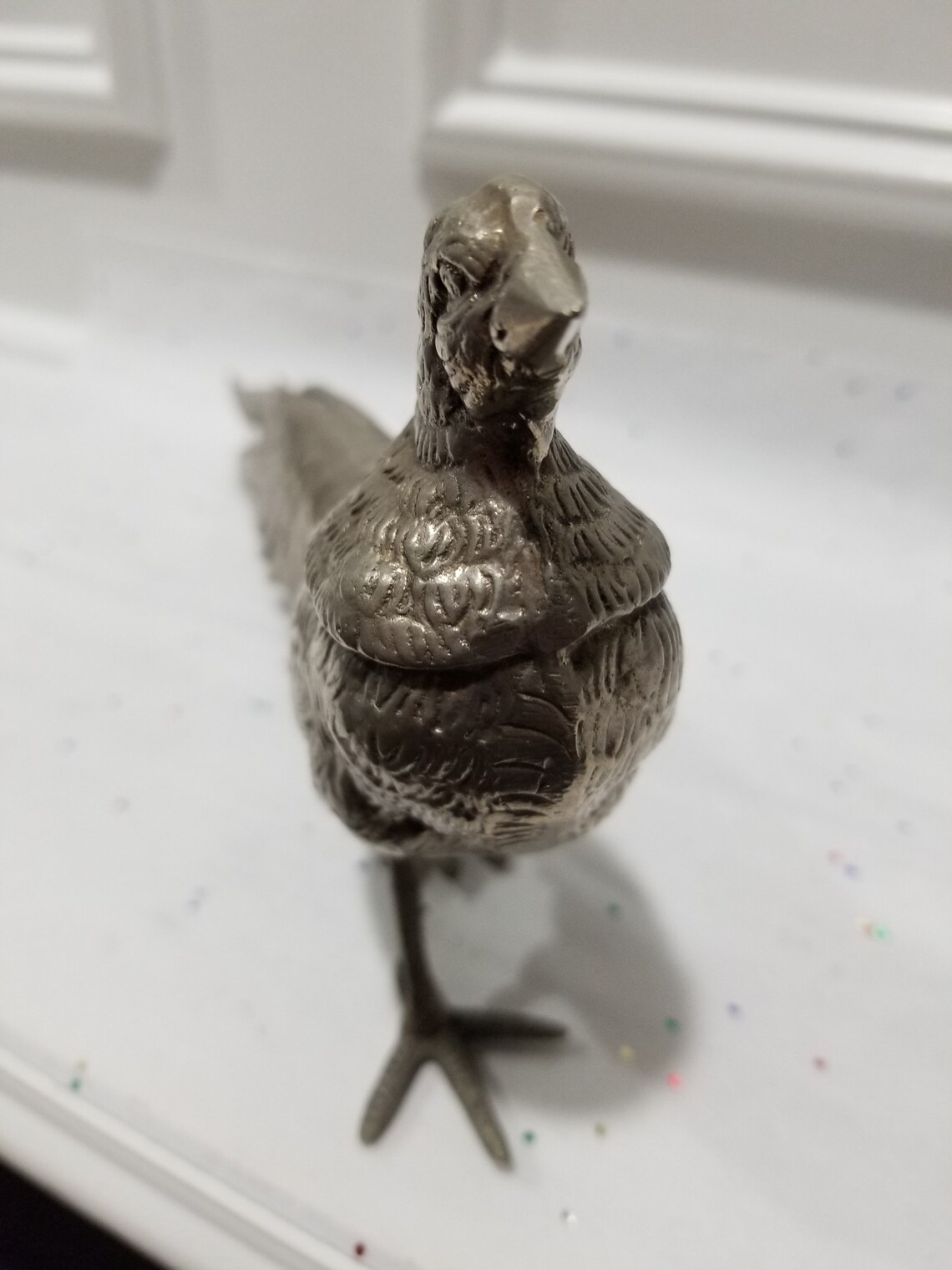 Silver Metal Pheasant Decor Peacock Figurine Metal Art Etsy