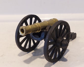 Brass and Cast Iron Cannon - Moving Wheels - Adjustable Mini Cannon - Collectible Cannon Replica - Made in USA