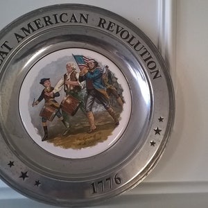Vintage Pewter Plate "The Great American Revolution 1776"