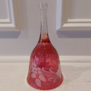 Red Crystal Bell - Genuine Hand Made Crystal Bell - Signed by Artist King