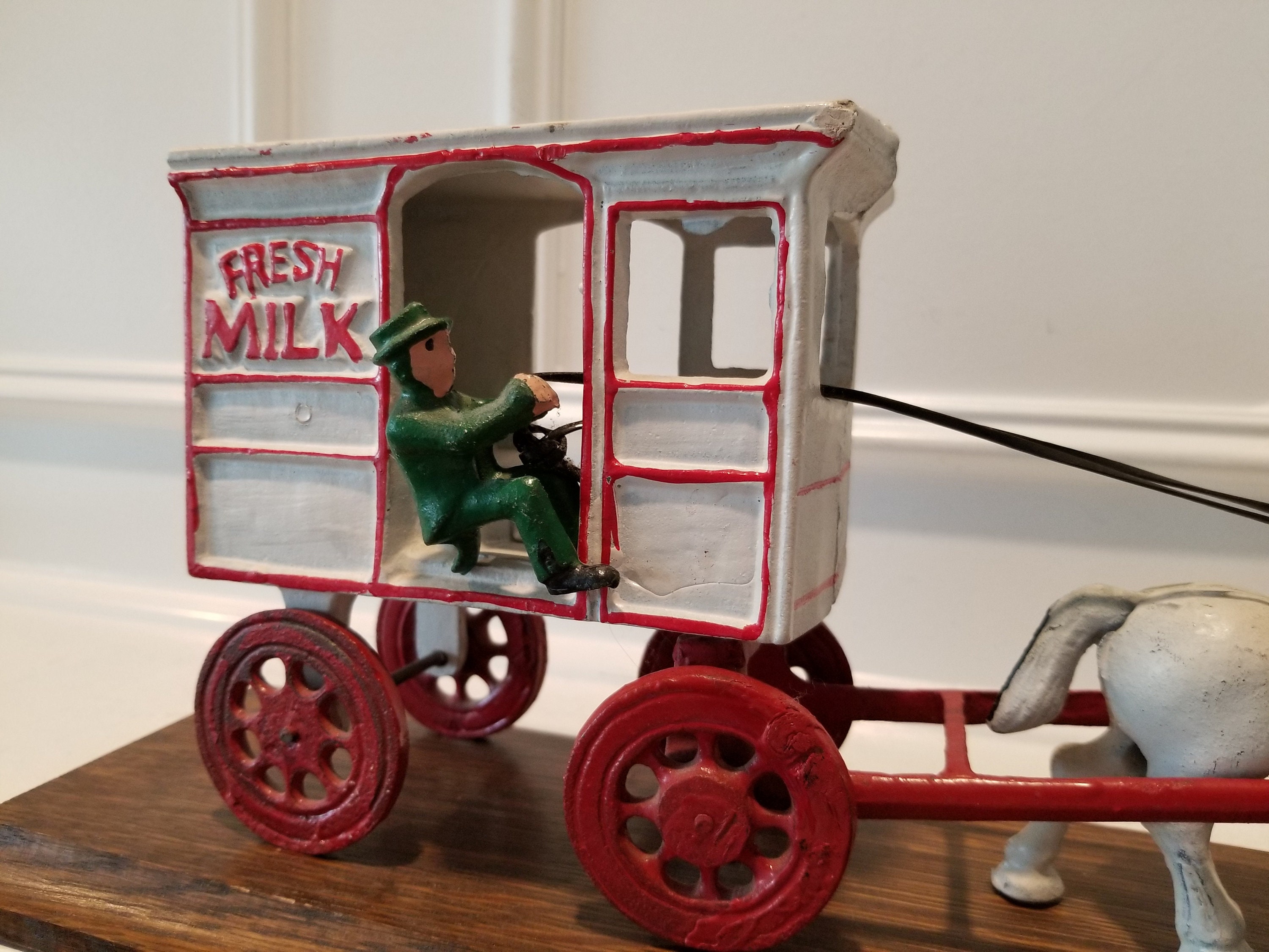 Cast Iron Horse Drawn Fresh Milk Delivery Cart Wagon Old Etsy
