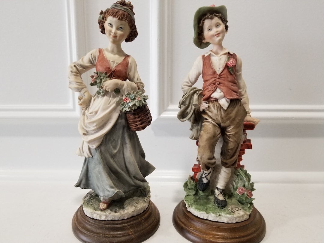 Capodimonte Porcelain Pair of Statues - Marked and Signed Giuseppe