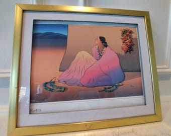 Stunning Southwest Art: R.C. Gorman 'Navajo Dawn' Offset Lithograph Print - 28.5x32