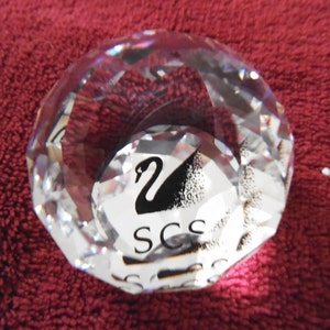 Swarovski SCS Crystal Golf Ball Paperweight "Blue Swan Logo" 1990 (Retired)
