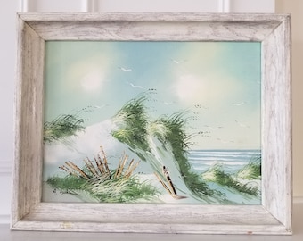 Original Oil On Canvas Beautiful Seashore Landscape - Framed Painting - Signed By Artist