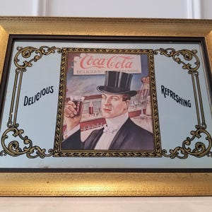 Vintage Coca-Cola - Collectible Glass Sign - Wood Frame