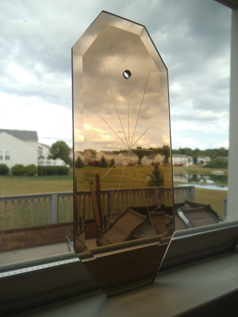 Octagon Beveled Glass Panel Star Amber Brown Chandelier Lamp Etsy