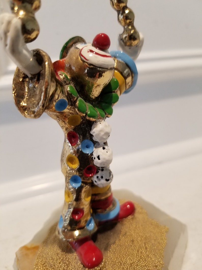 Signed by The Artist 24K Gold Plated Figurine Ron Lee Clown Sculpture Clown on Marble Base
