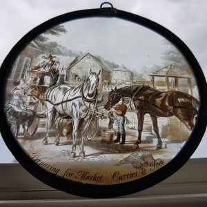 Currier & Ives Stained Glass - &quot;Preparing for Market&quot; - Collectible Stained Glass