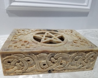 Onyx Marble Jewelry Box - Five Pointed Star Decor - Handcrafted Natural Stone Box
