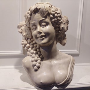 Bust Of A Bacchante - Large Porcelain Bust After Albert-Ernest Carrier-Belleuse