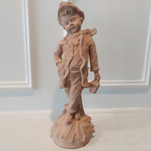 Ceramic Boy With Lamp Figurine - Collectible Ceramic Figurine - Made in Italy