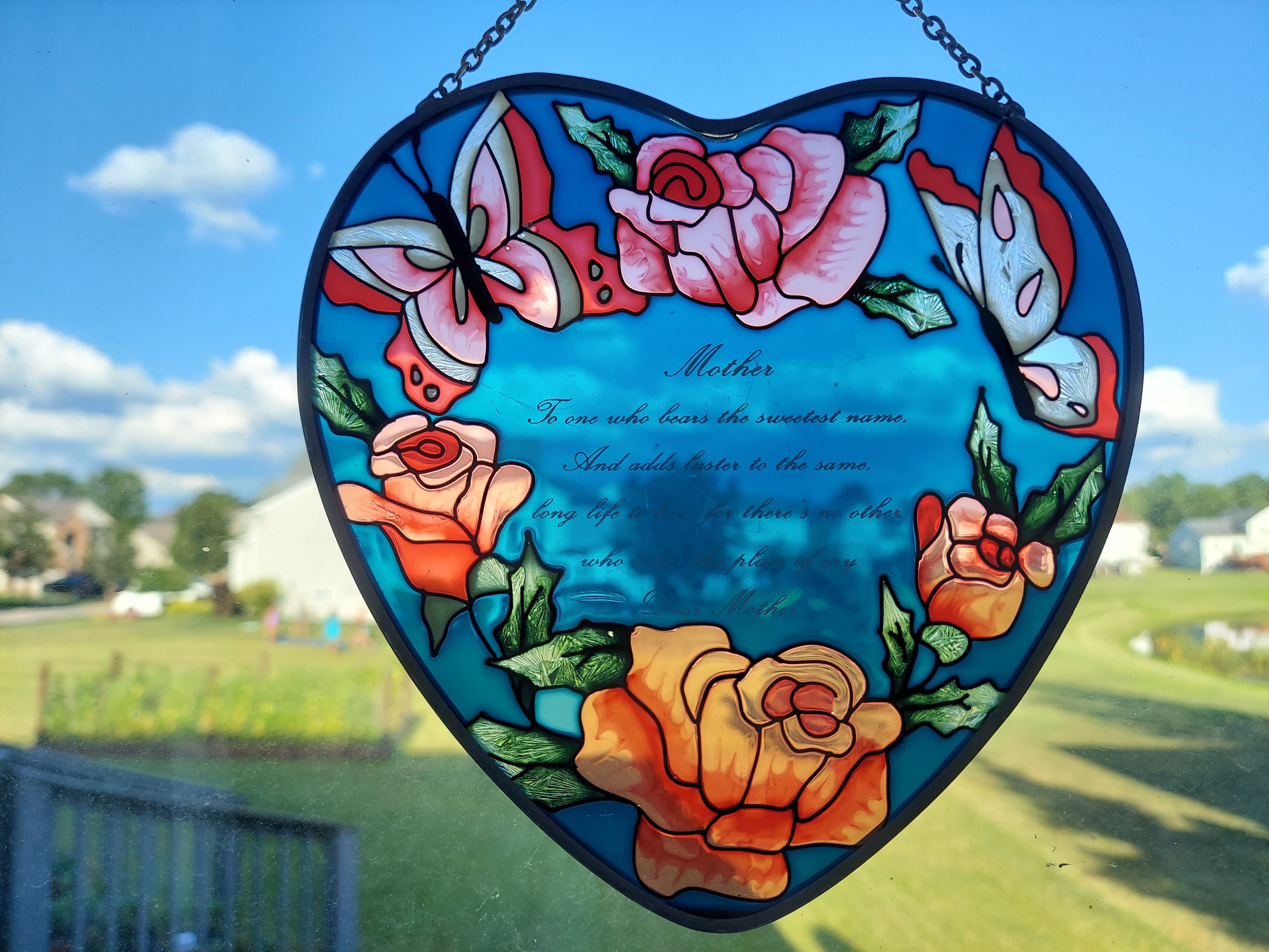 Mother Stained Glass Heart Shape Suncatcher with Love Etsy