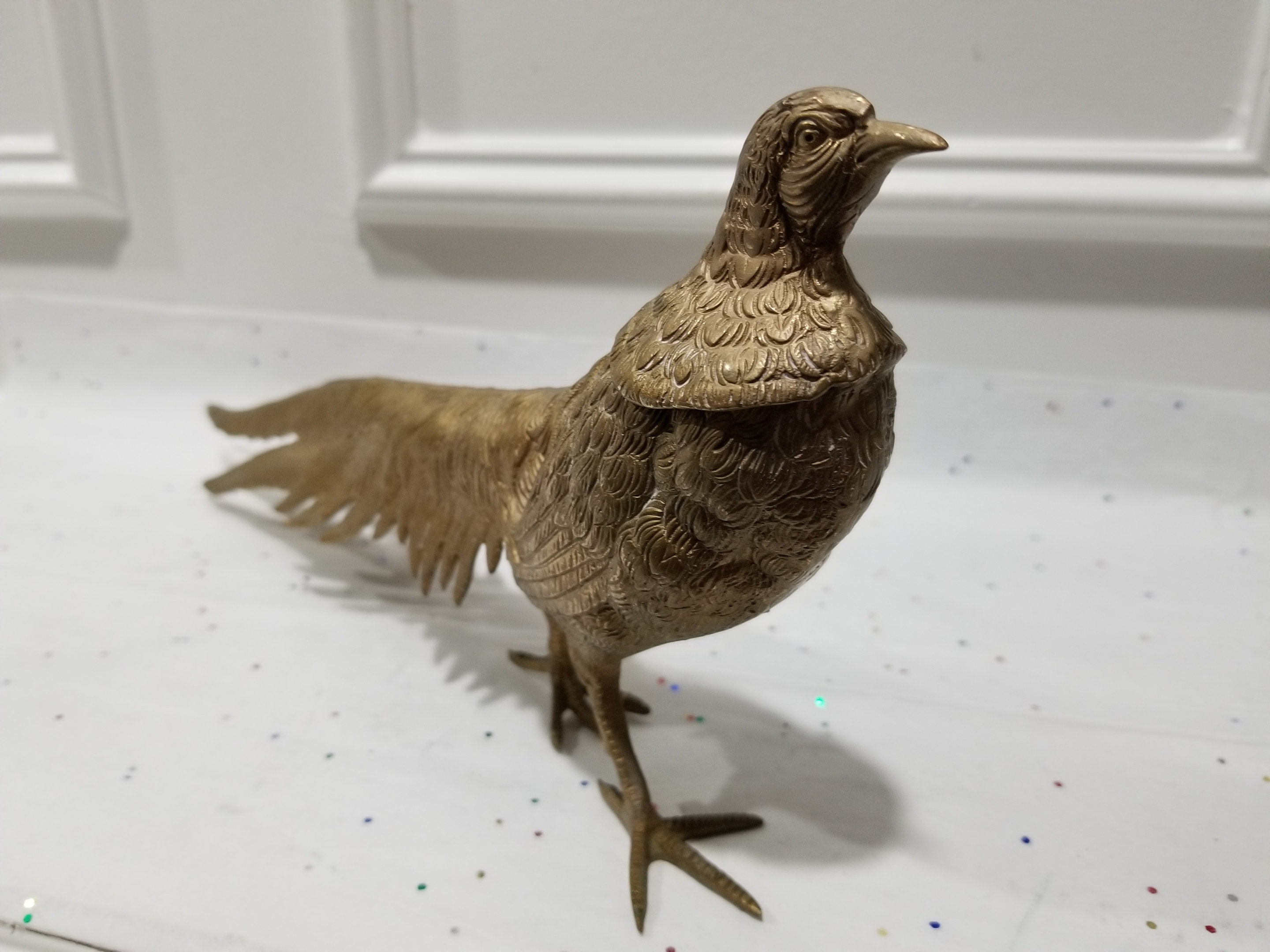 Golden Metal Pheasant Decor Peacock Figurine Metal Art Etsy UK