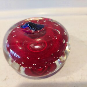 Art Glass Paperweight With Unique Inserts - Art in Glass - Glass Apple - Collectible Paperweight