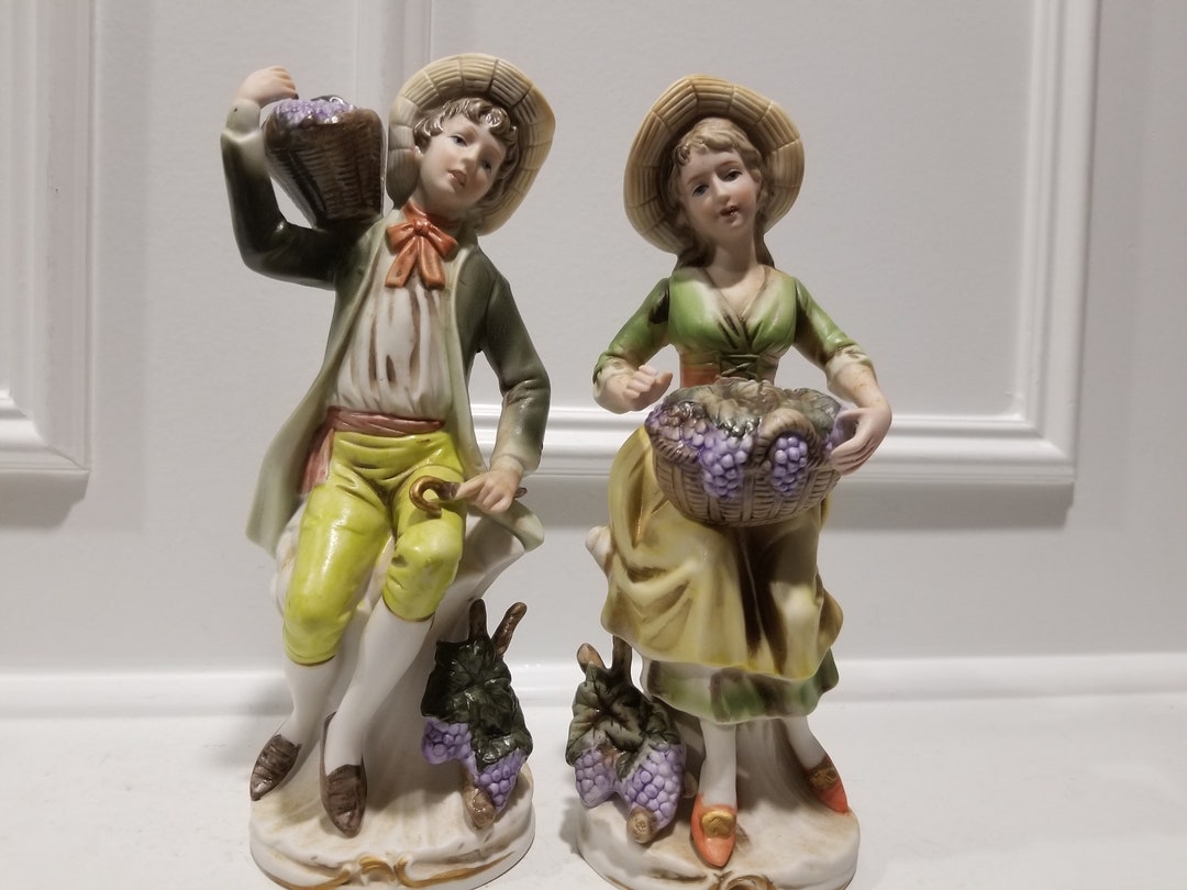Pair of Porcelain Figurine Boy and Girl Figurines Made in Occupied