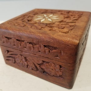 Hand Carved Ornate Wood Box - High Level of Details