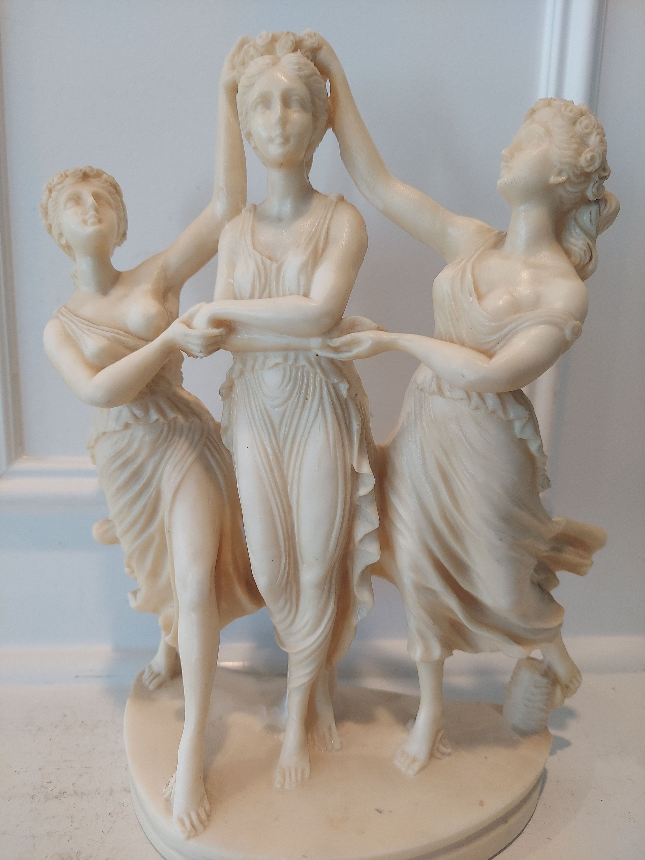 The Graces Dance Ivory Stone Statue 11 Inches High - Sculpture