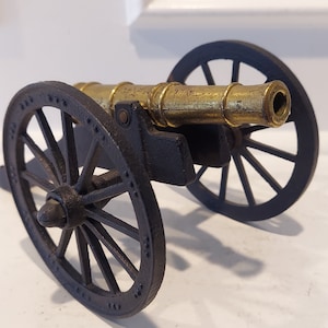 Brass and Cast Iron Cannon - Moving Wheels - Adjustable Cannon - Collectible Cannon Replica