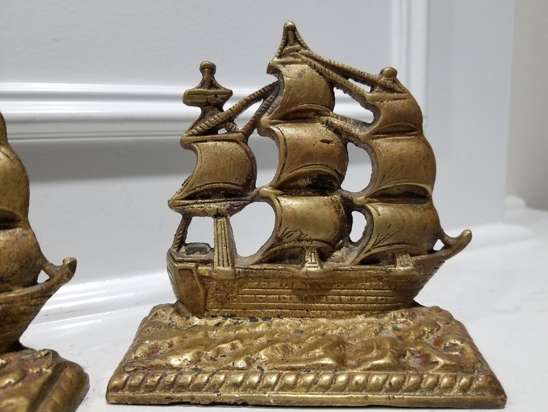 Brass Ship Bookends Hand Crafted Made in USA Etsy