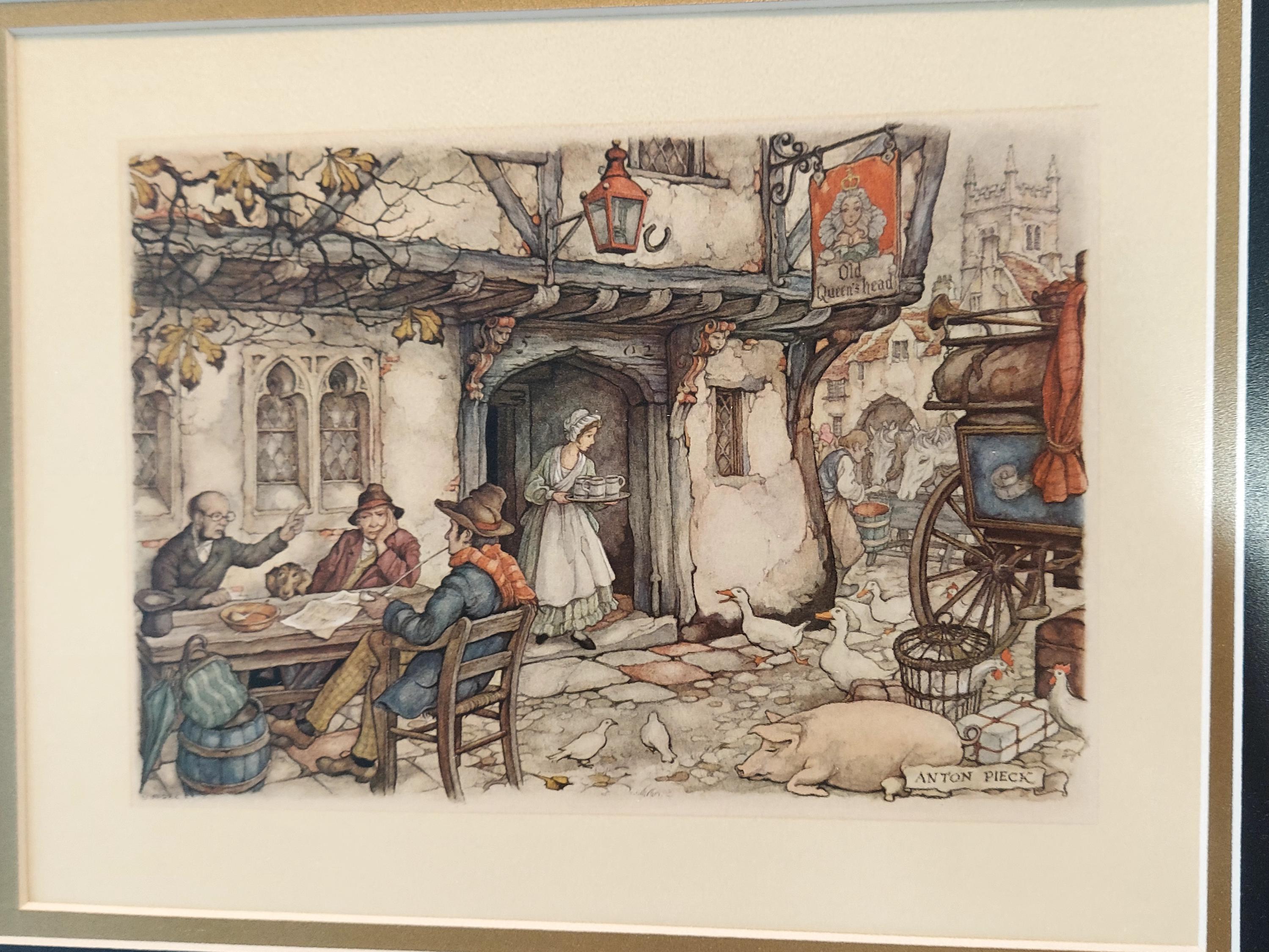 イギリス製　デコバージョン　壁絵　ANTON PIECK フラワーマーケット Vintage Anton Pieck Illustration - Framed - Etsy